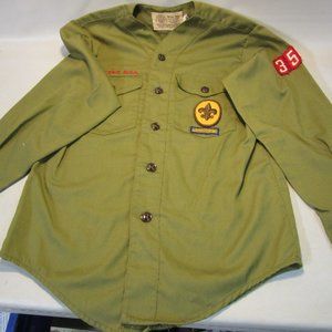 Vintage Green Boy Scout Shirt Chest 34", Under-Arm 12", Long Sleeve 16"
